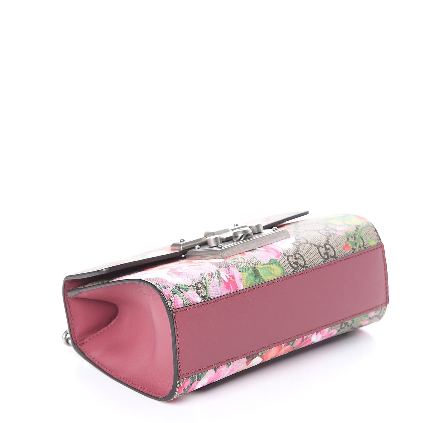 GG Supreme Monogram Blooms Small Padlock Shoulder Bag Beige Multicolor Dry Rose