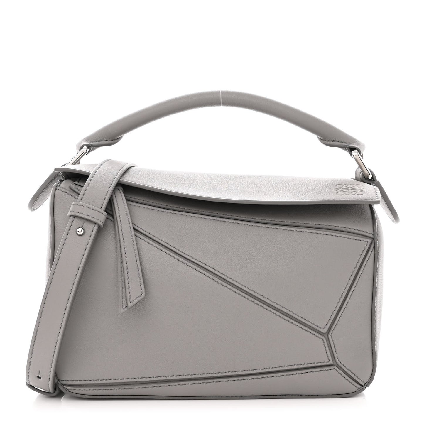 Calfskin Small Puzzle Bag Pearl Grey