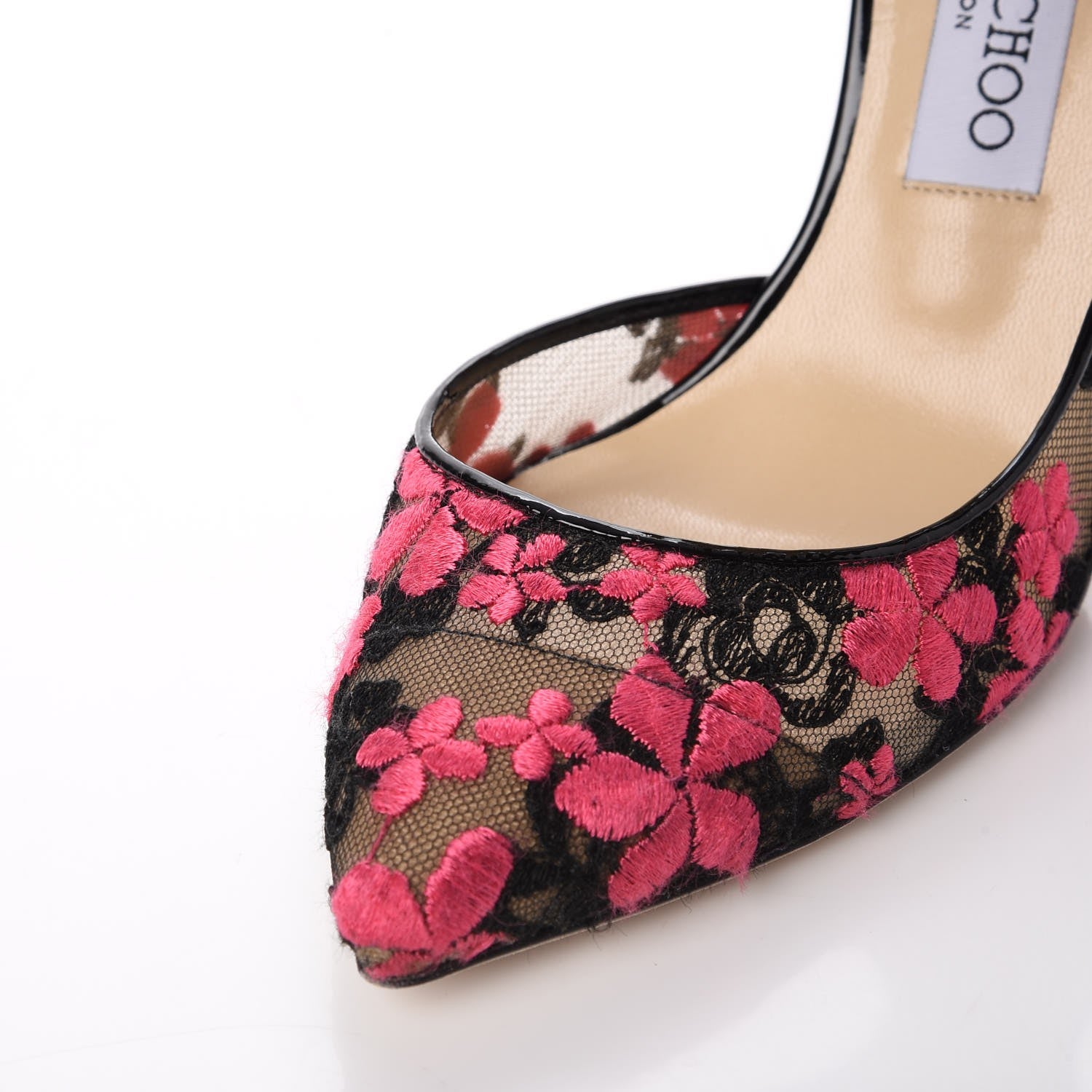 Jimmy Choo Flower Embroidered Lace Lucy 100 Pumps 37.5 Black Dahlia 15 of 16