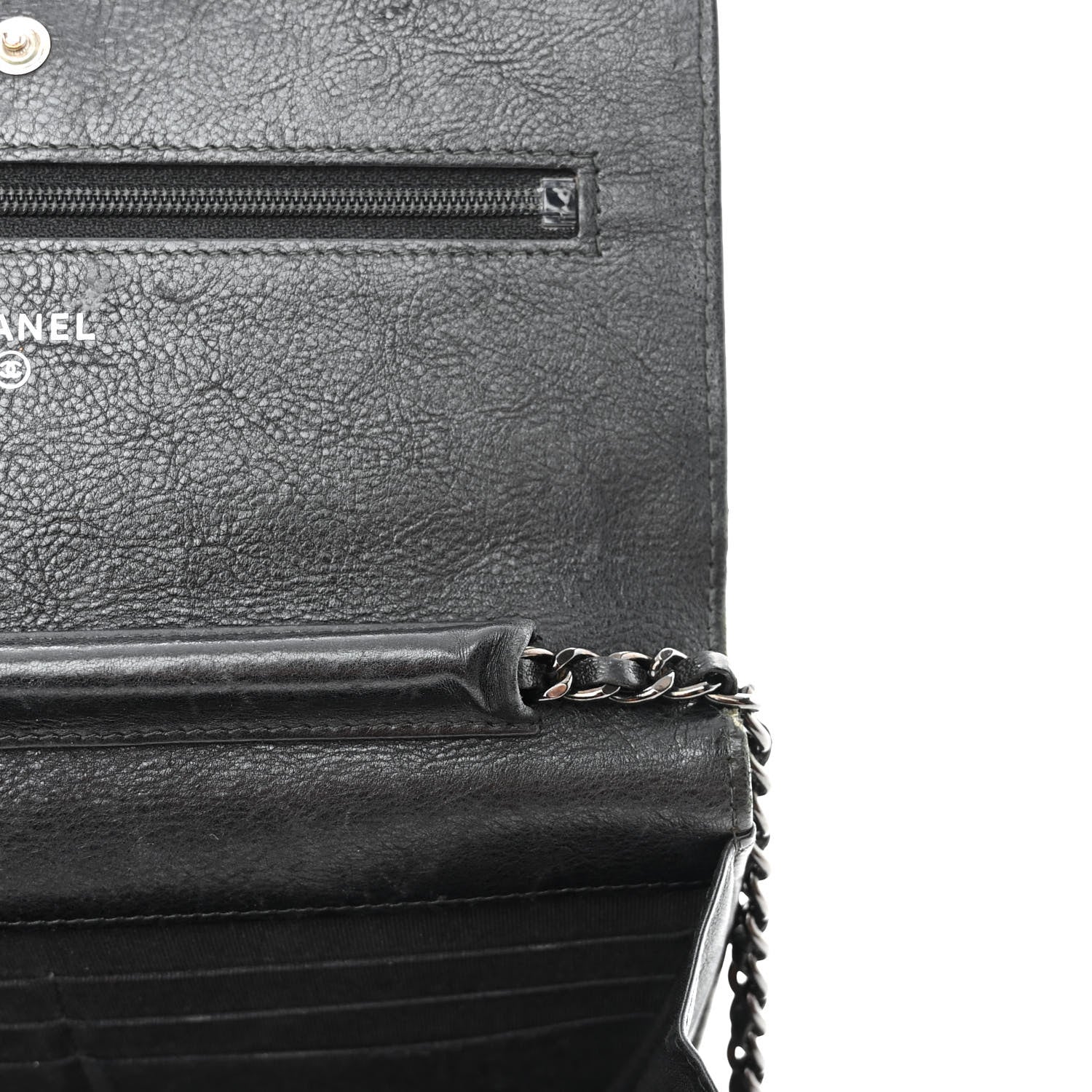 Chanel Crumpled Calfskin Quilted Wallet On Chain WOC So Black 12 of 15