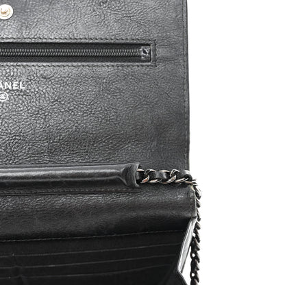 Chanel Crumpled Calfskin Quilted Wallet On Chain WOC So Black 12 of 15