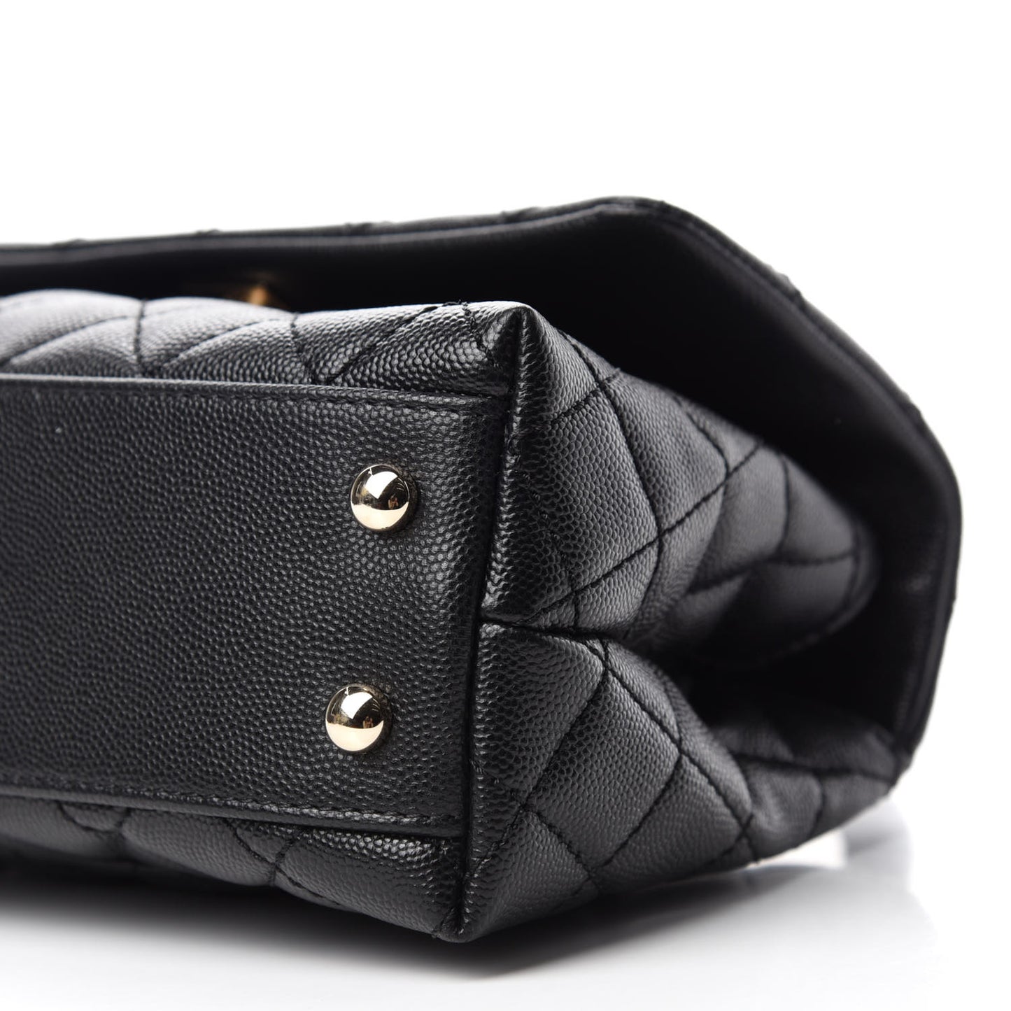 Caviar Lizard Embossed Quilted Mini Coco Handle Flap Black