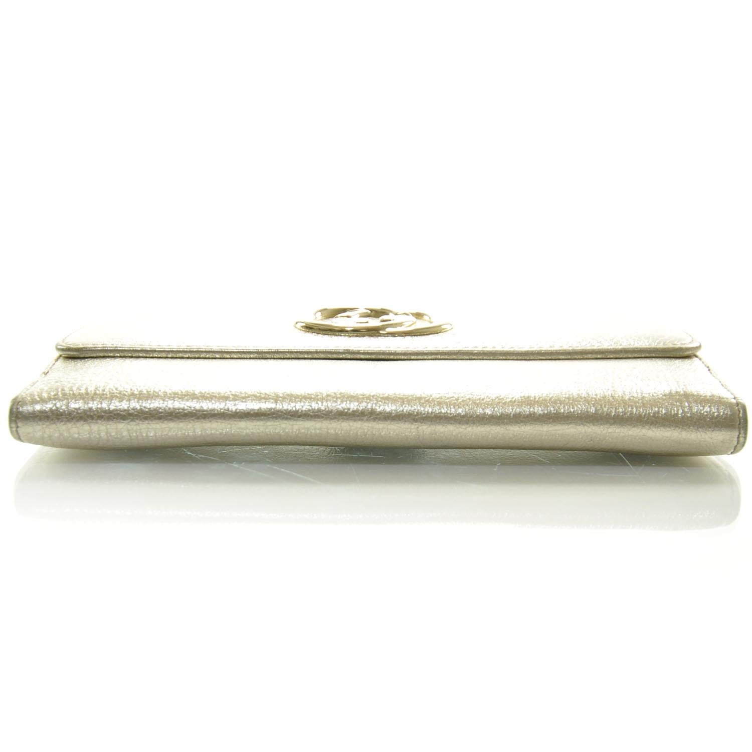 Gucci Leather Britt Continental Wallet Metallic Gold 4 of 8
