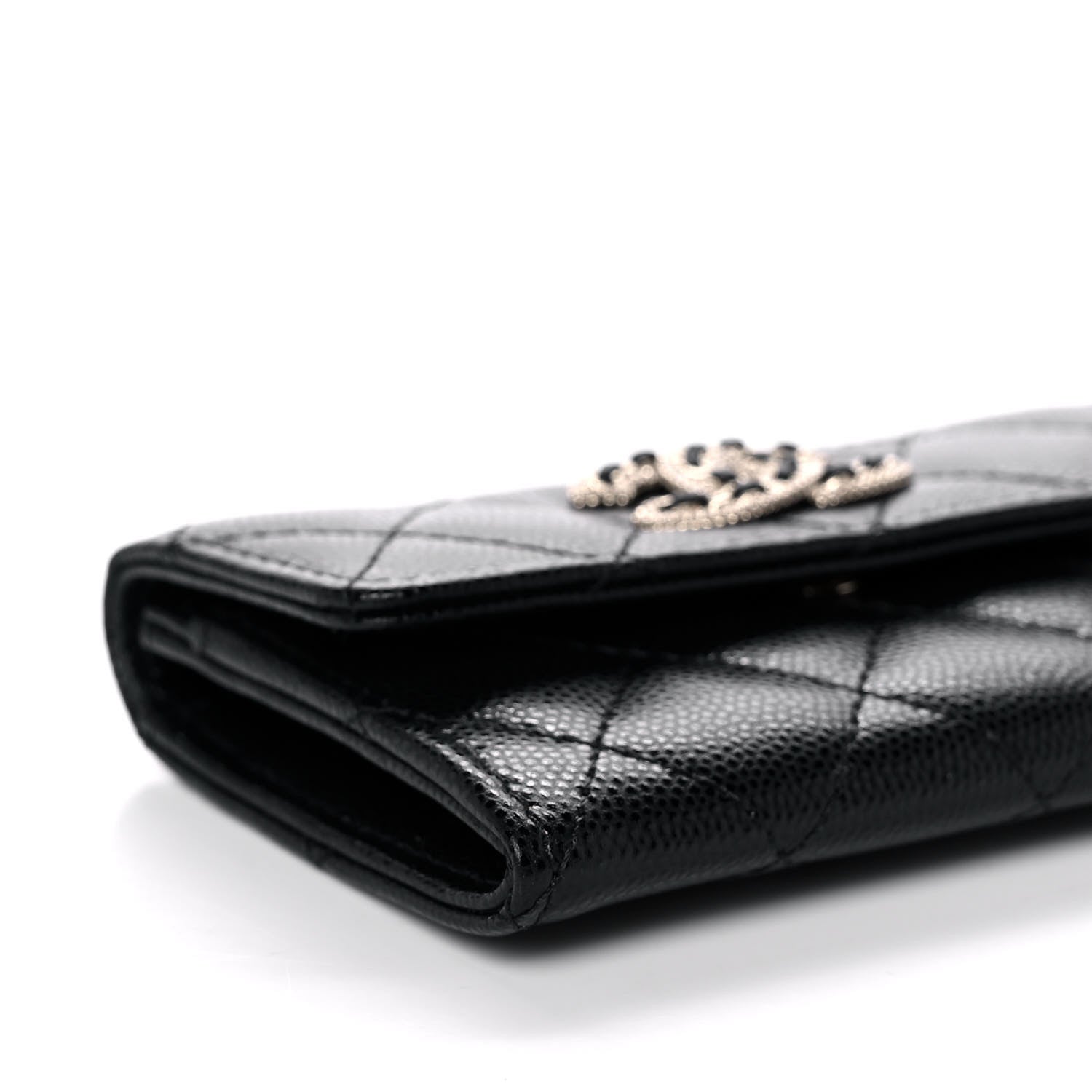 Chanel Caviar Quilted Crystal CC Flap Card Holder Black 9 of 11