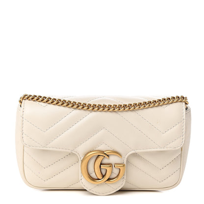 Gucci Calfskin Matelasse Super Mini GG Marmont Shoulder Bag White 1 of 11