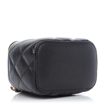 Chanel Caviar Quilted Mini Pearl On Top Vanity Case With Chain Black 4 of 9
