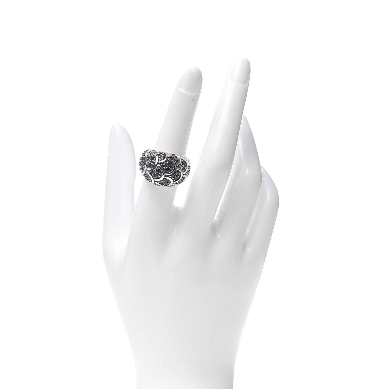 John Hardy Sterling Silver Sapphire Naga Dome Ring 54 7 2 of 4