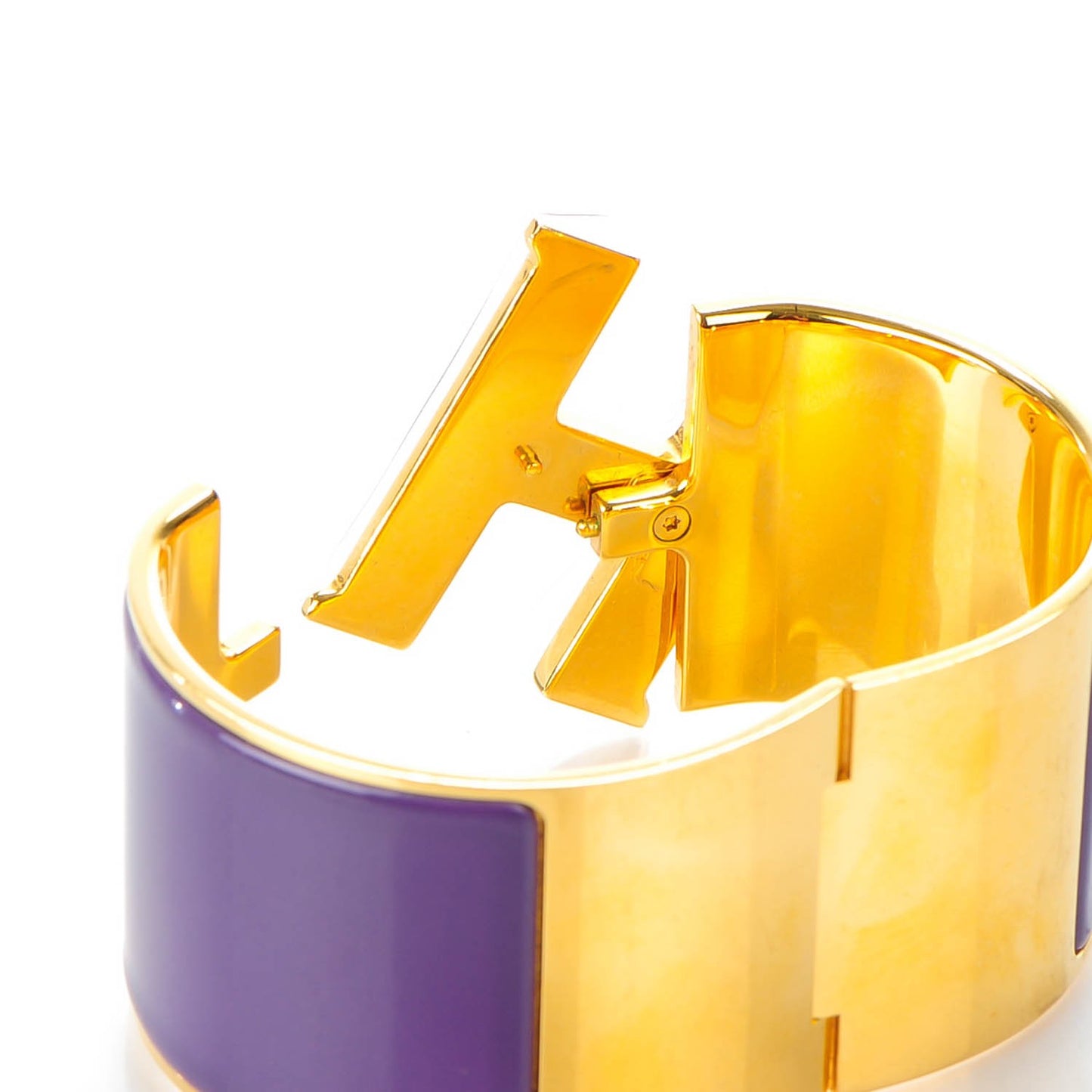 Enamel Extra Wide Clic Clac H Bracelet PM Pourpre