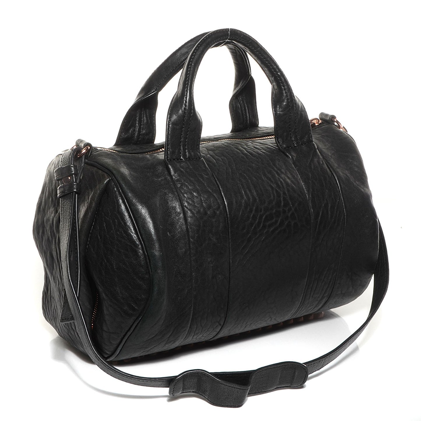 Pebbled Lambskin Rocco Black Rose Gold Hardware