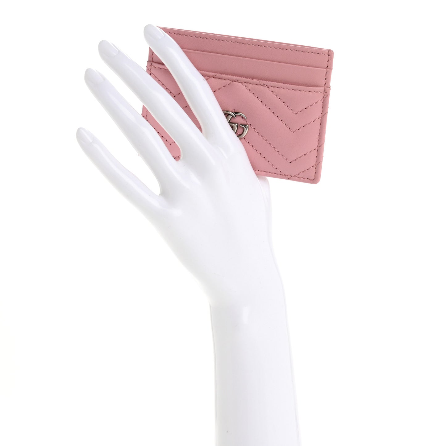 Calfskin Matelasse GG Marmont Card Holder Wild Rose