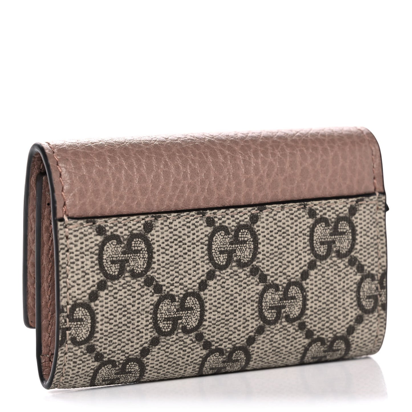 Dollar Calfskin GG Supreme Monogram GG Marmont 6 Key Holder Case Porcelain Rose Beige Ebony