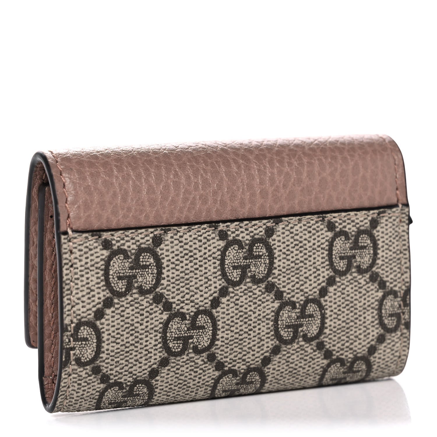 Gucci Dollar Calfskin GG Supreme Monogram GG Marmont 6 Key Holder Case Porcelain Rose Beige Ebony 3 of 9