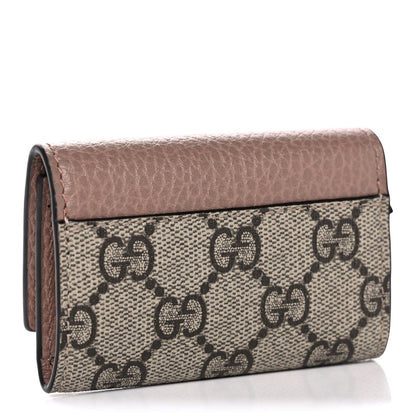 Gucci Dollar Calfskin GG Supreme Monogram GG Marmont 6 Key Holder Case Porcelain Rose Beige Ebony 3 of 9