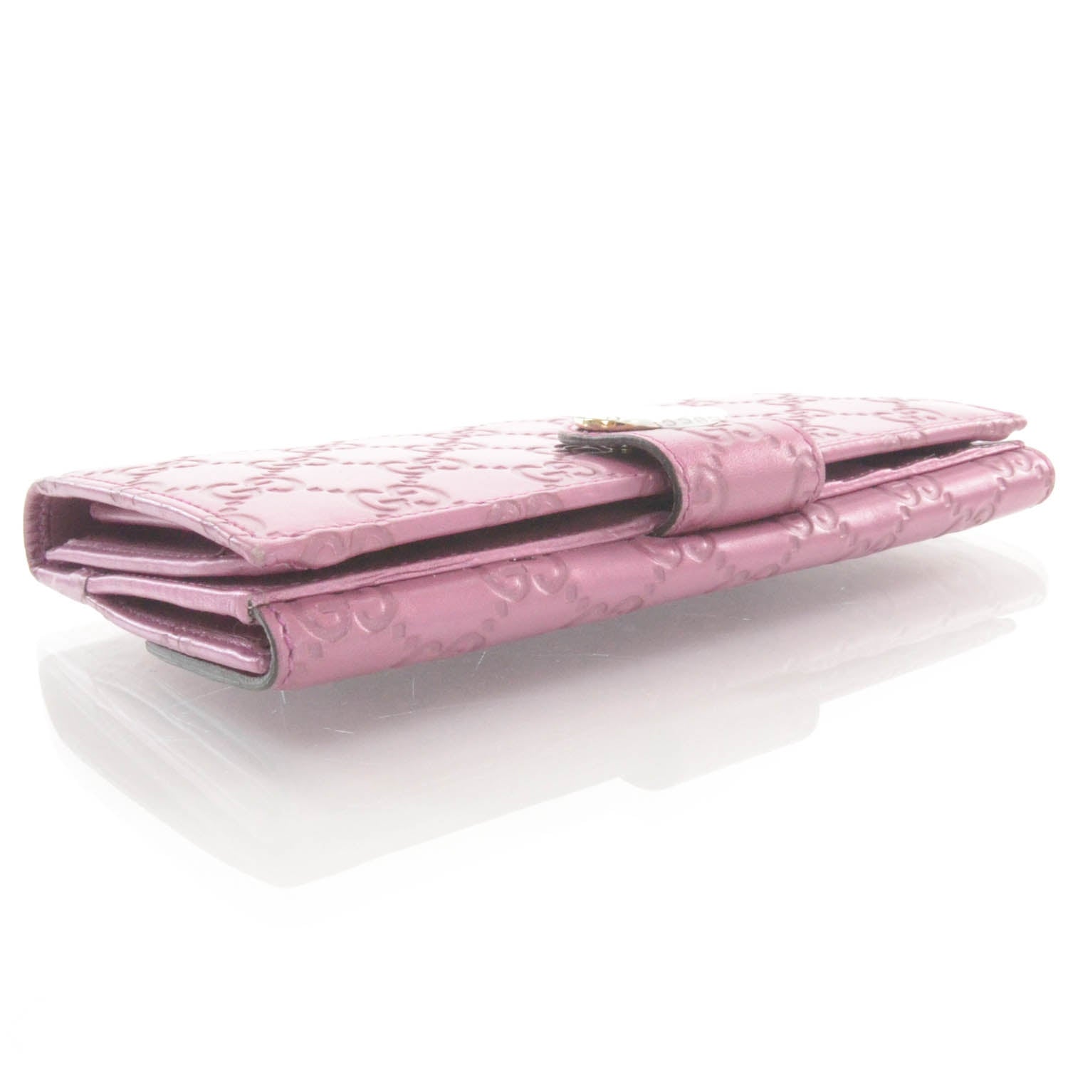 Gucci Metallic Soft Guccissima Heart Continental Wallet Fresia Rose 3 of 9