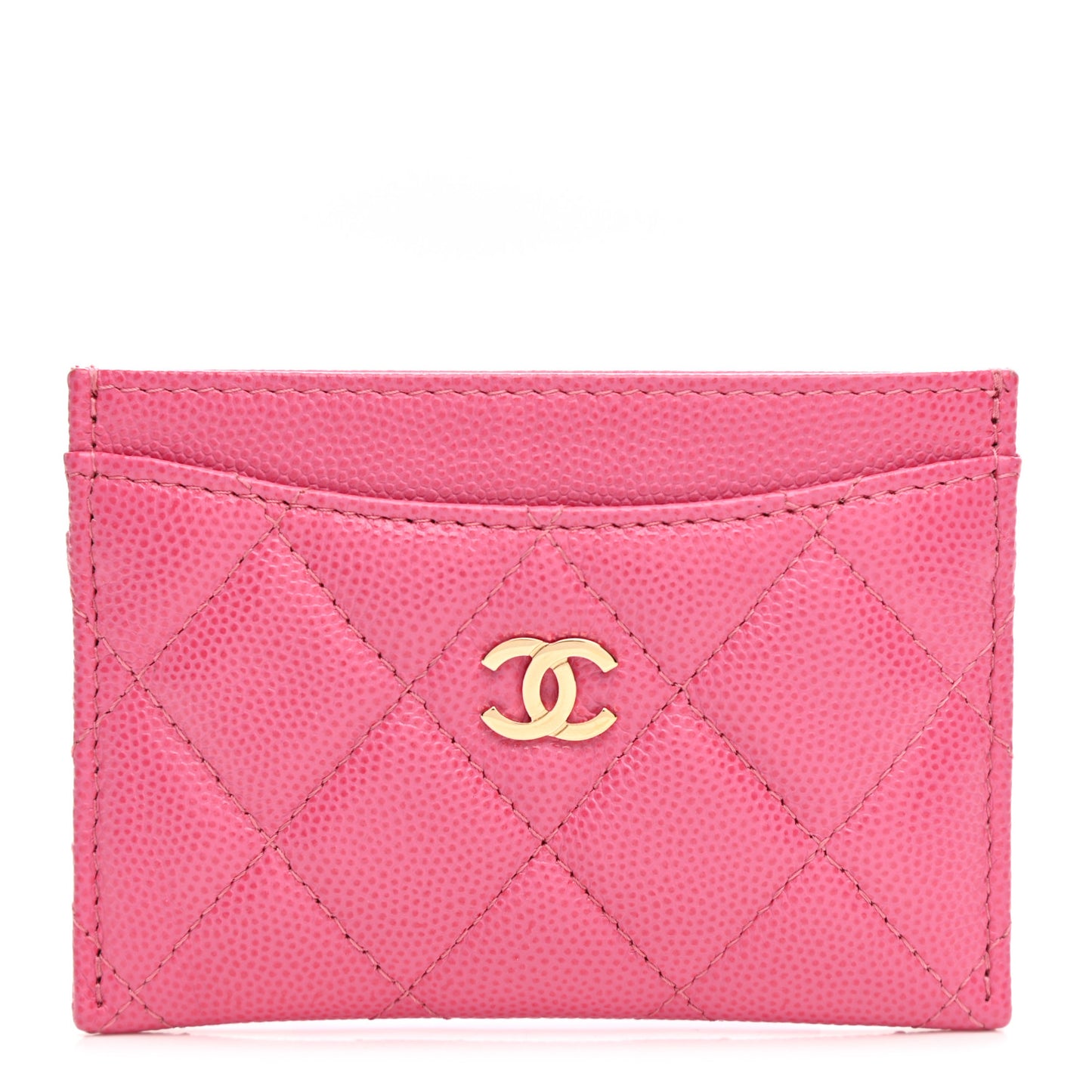 Caviar Quilted Card Holder Pink