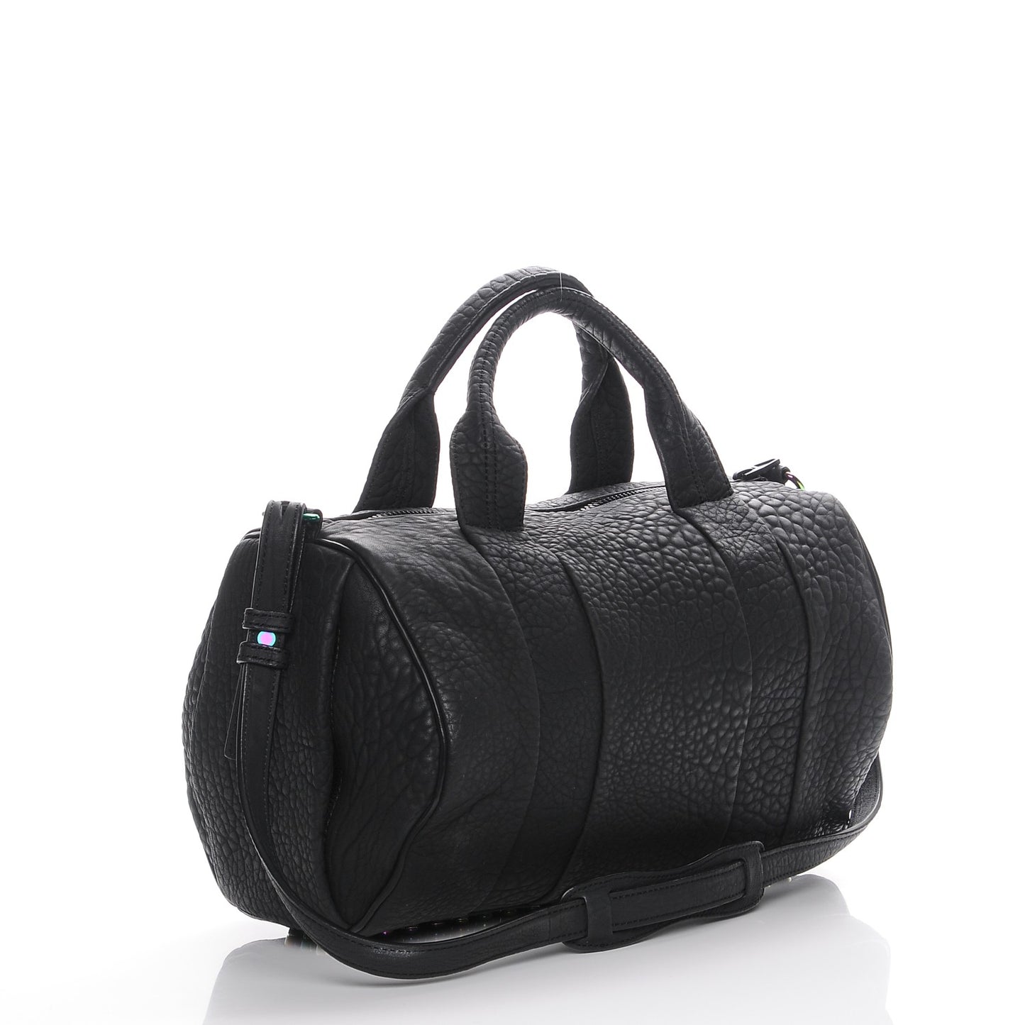 Pebbled Lambskin Rocco Matte Black Iridescent Hardware
