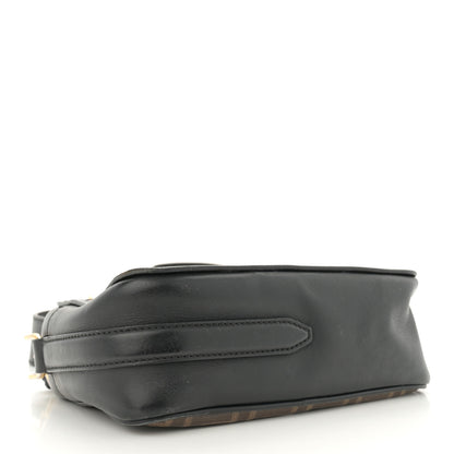 Fendi Glazed Fabric Vitello Century F is Fendi FF 1974 Stamp Patch Camera Case Mogano Panna Black 3 of 17