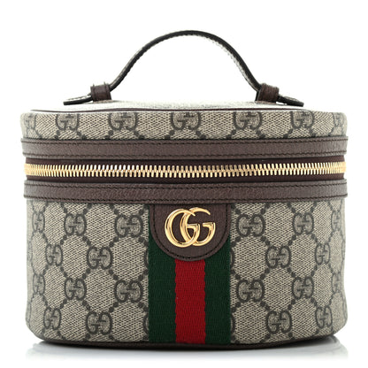 Gucci GG Supreme Monogram Textured Calfskin Web Ophidia Vanity Cosmetic Case Beige Ebony New Acero 1 of 8