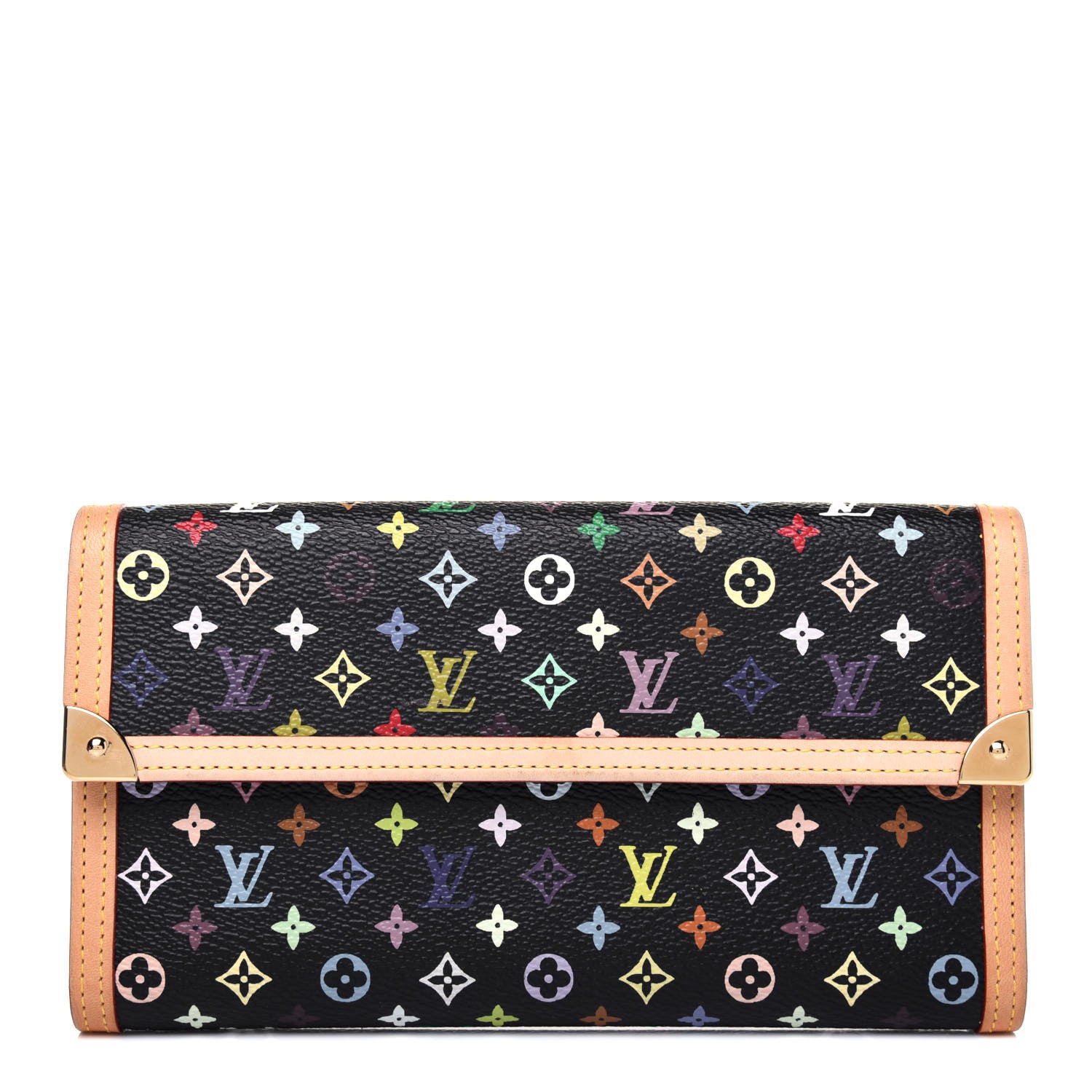Louis Vuitton Monogram Multicolor Porte Tresor International Wallet Black 1 of 15