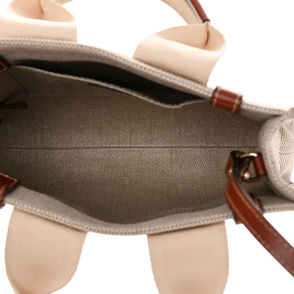 Chloe Cotton Calfskin Small Woody Ribbon Tote With Strap White Brown 5 of 11