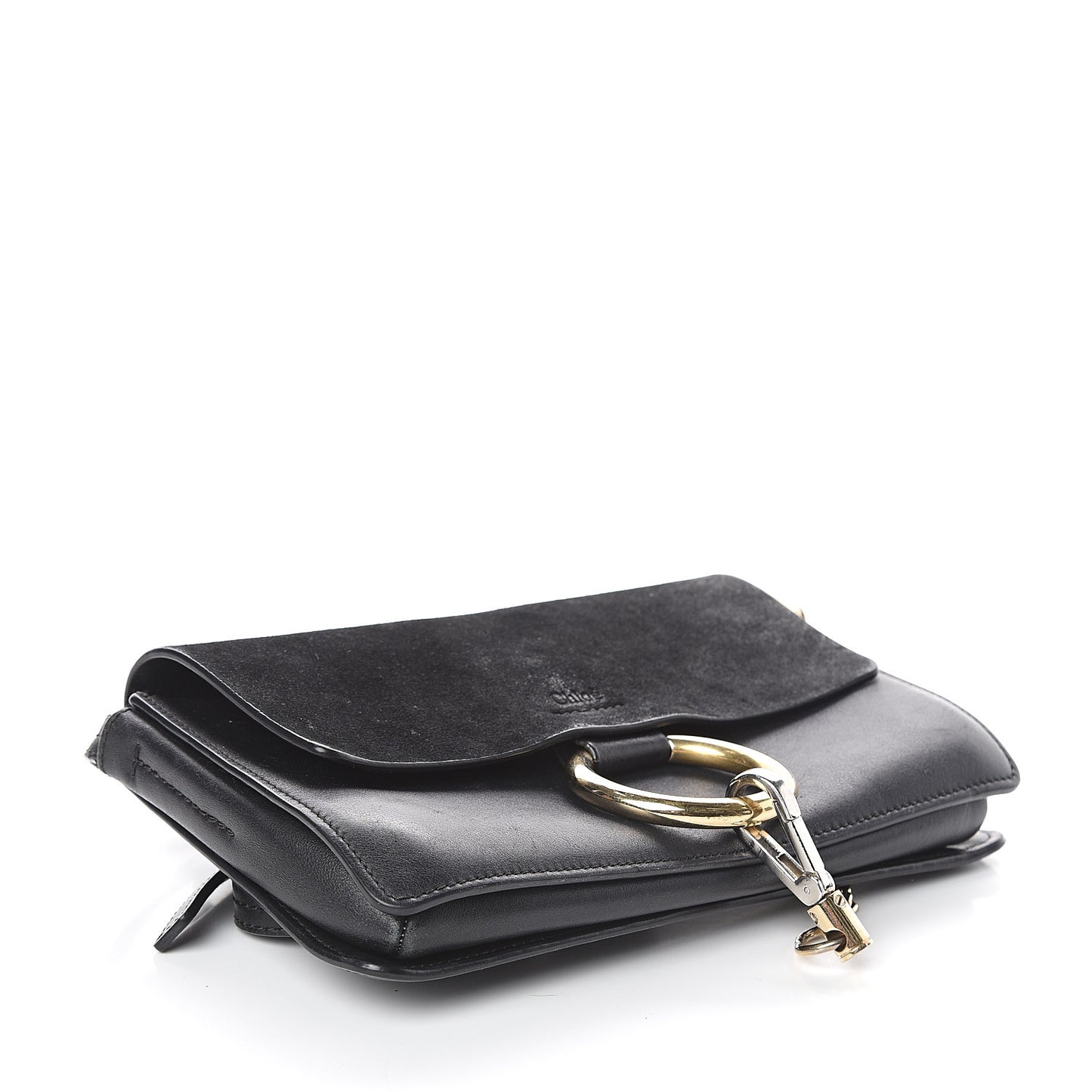 Suede Calfskin Small Faye Shoulder Bag Black