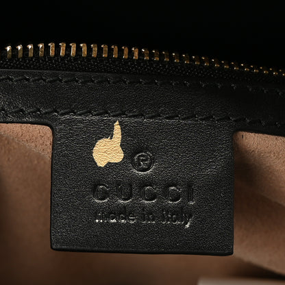 Gucci Nappa Bamboo Medium Nymphaea Top Handle Bag Black 6 of 9