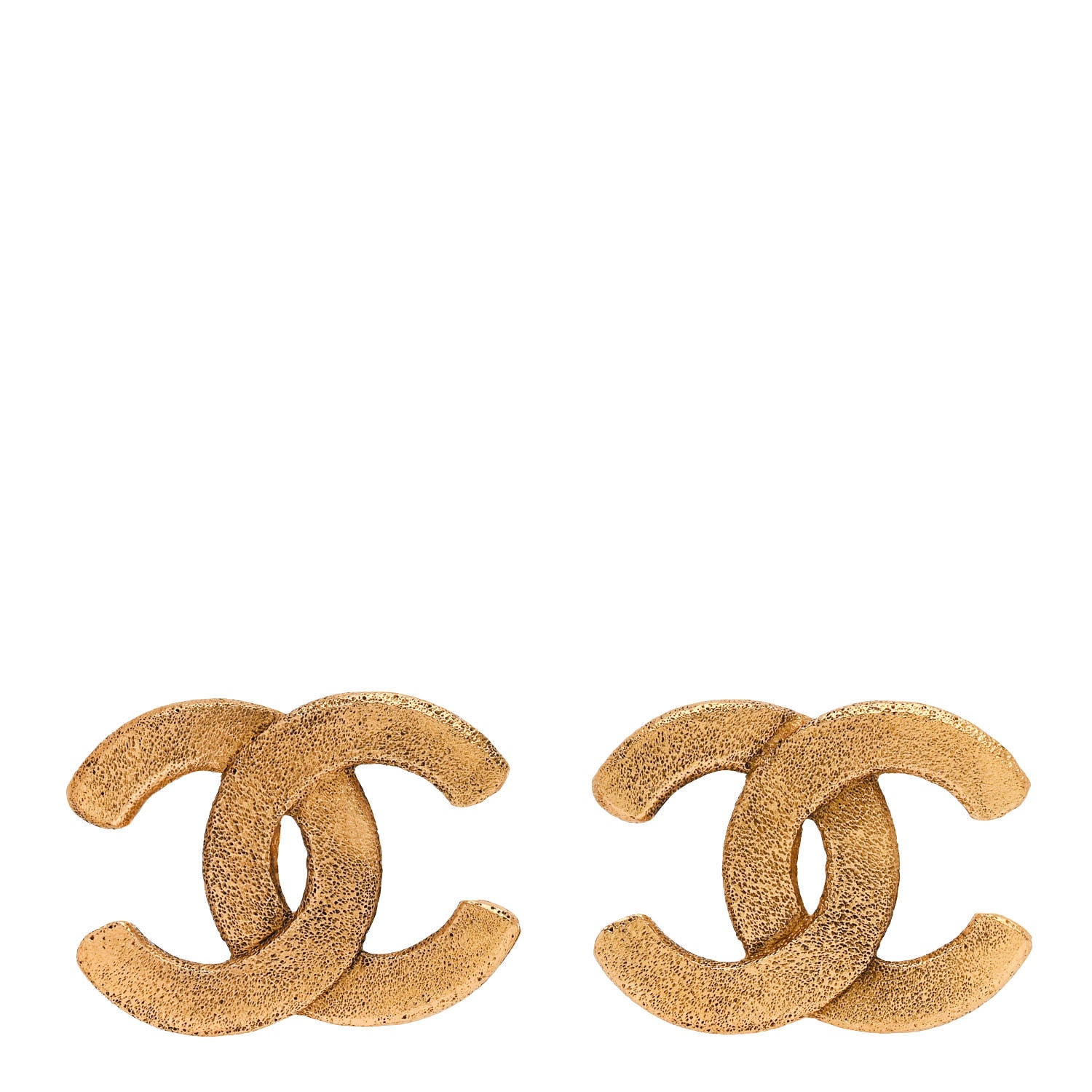 Chanel CC Textured Clip On Earrings Gold 1 of 4