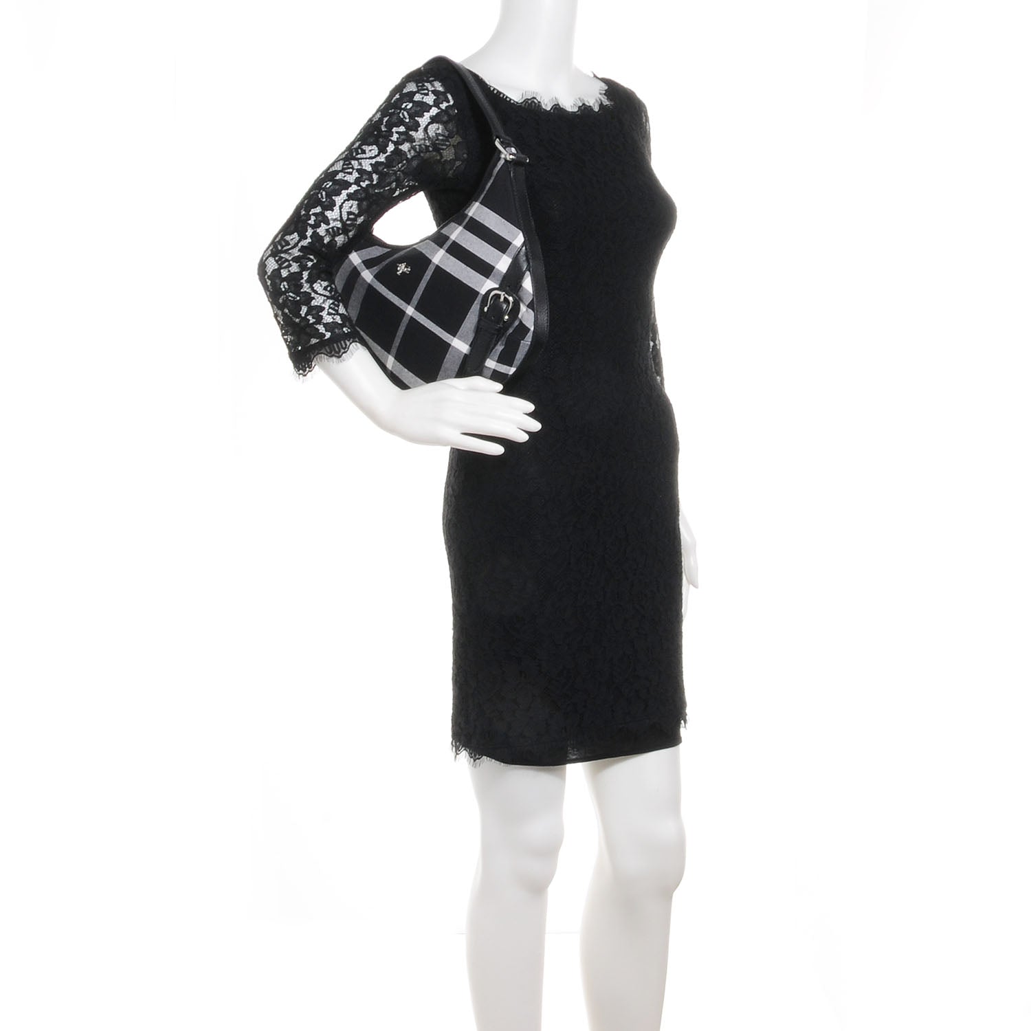 Burberry Black Check Larkin Hobo Black 2 of 8