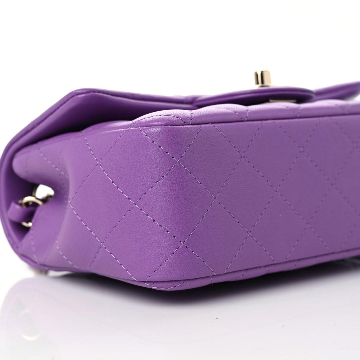 Lambskin Quilted Mini Rectangular Flap Purple