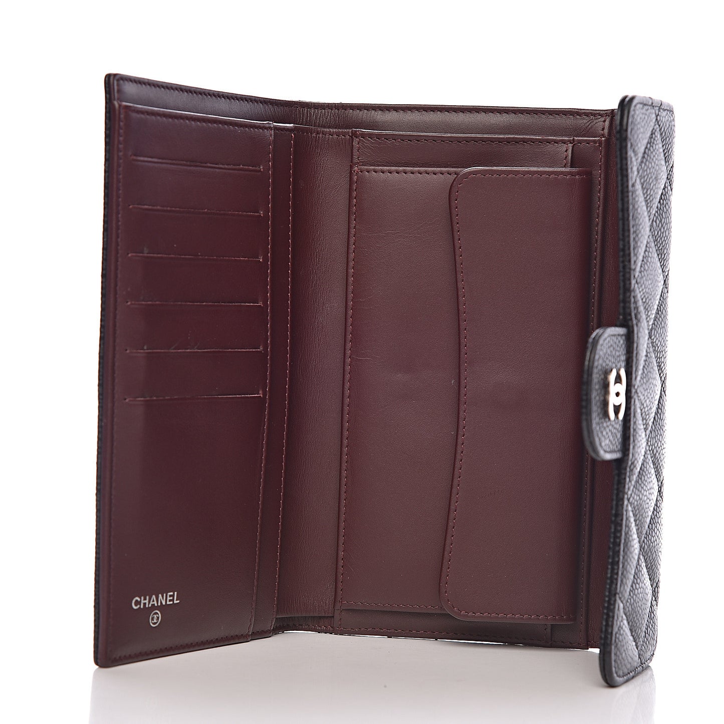 Caviar Quilted Large Flap Wallet Black