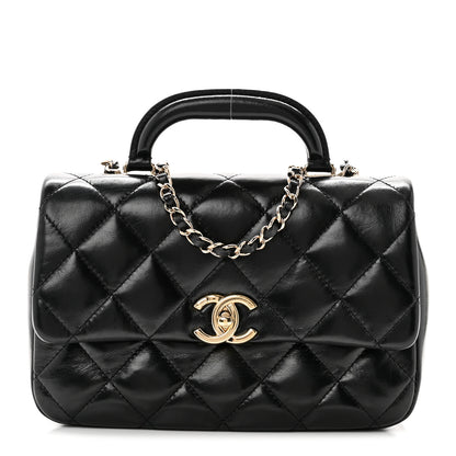 Chanel Shiny Lambskin Quilted Coco Trip Flap Bag Black 1 of 11