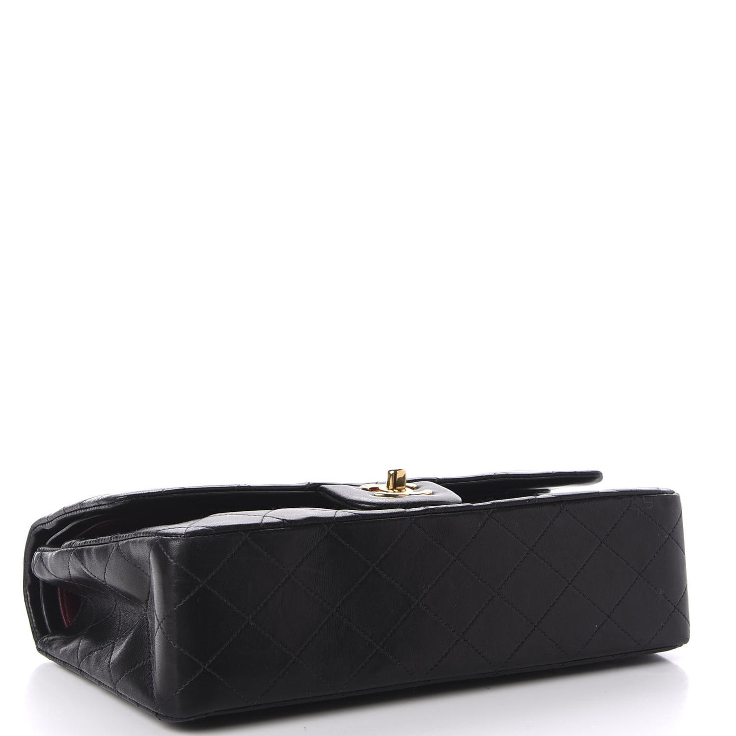 Lambskin Quilted Medium Double Flap Black