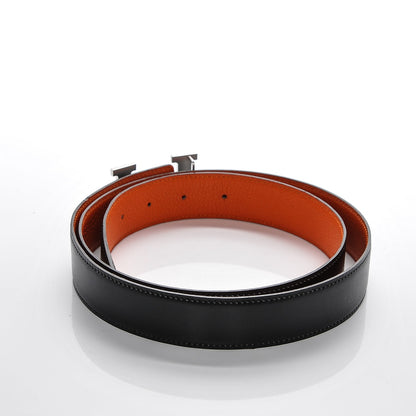 Hermes Togo Box 32mm H Belt 100 Orange Black 4 of 8