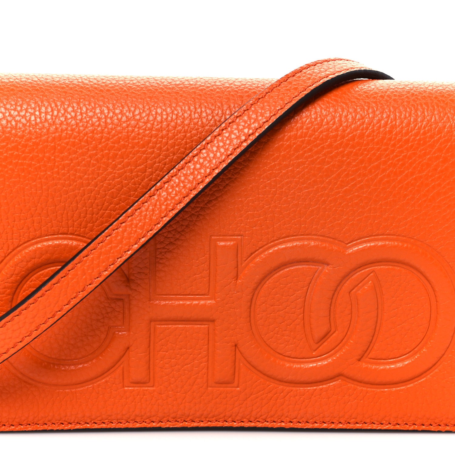 Jimmy Choo Grainy Calfskin Sonia Wallet On Chain Amber Orange 14 of 19