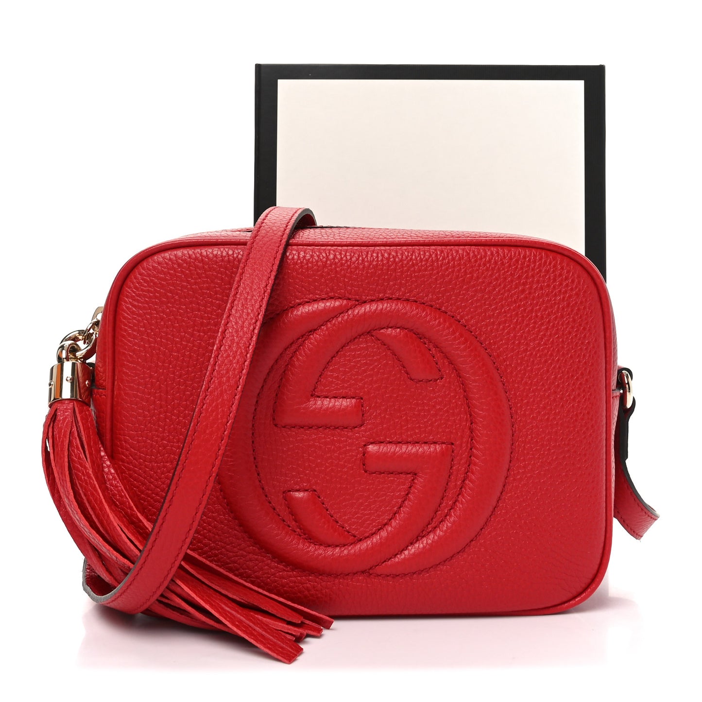 Pebbled Calfskin Small Soho Disco Bag Vibrant Red