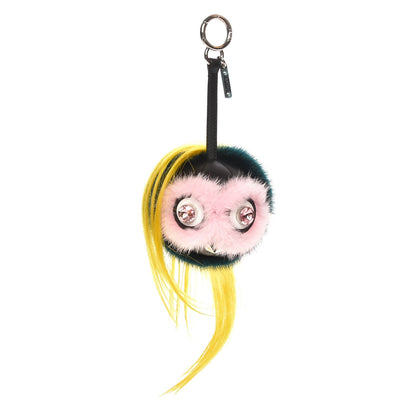 Fendi Mink Goat Fur QuTweet Jungle Bag Bug Charm Green Yellow Pink 1 of 5