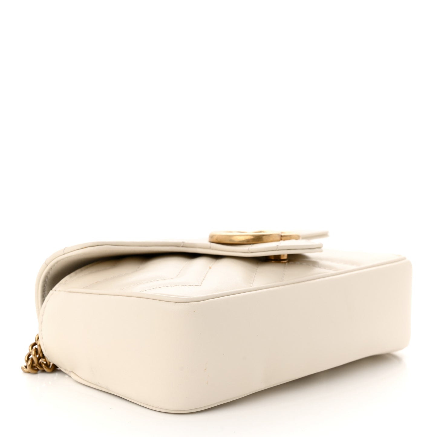 Calfskin Matelasse Super Mini GG Marmont Shoulder Bag White