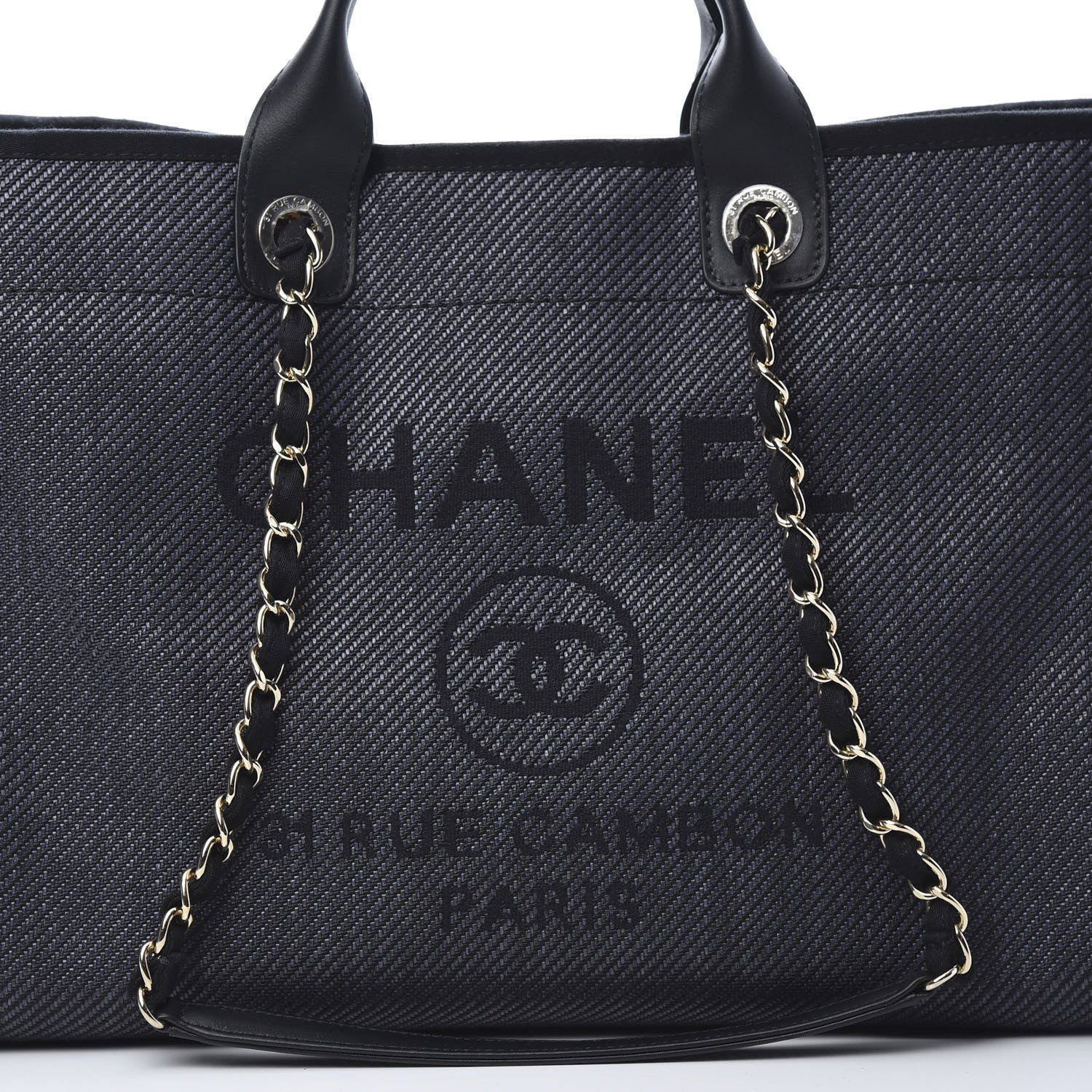 Chanel Mixed Fibers Calfskin Medium Deauville Tote Blue 8 of 10