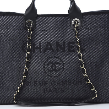Chanel Mixed Fibers Calfskin Medium Deauville Tote Blue 8 of 10