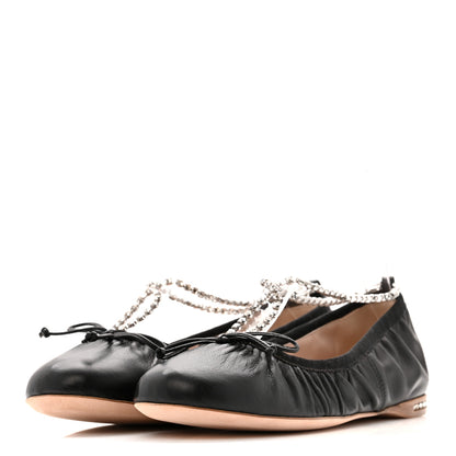 Miu Miu Nappa Crystal Ballet Flats 36.5 Black 4 of 10