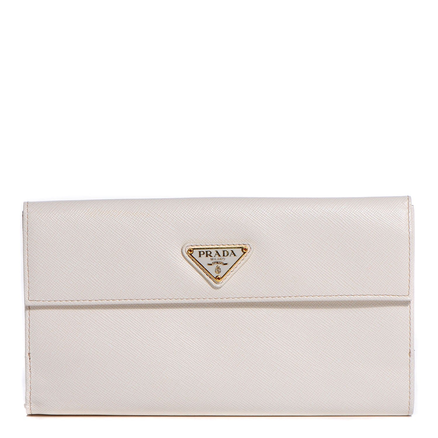 Prada Saffiano Metal Continental Wallet Talco 1 of 9