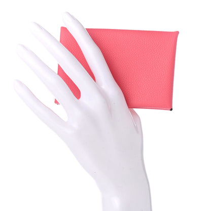 Hermes Evercolor Calvi Card Case Rose Azalee 2 of 7