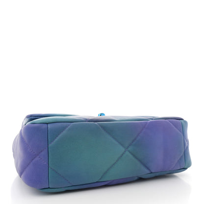 Chanel Tie Dye Calfskin Quilted Medium Chanel 19 Flap Blue Purple 4 of 11