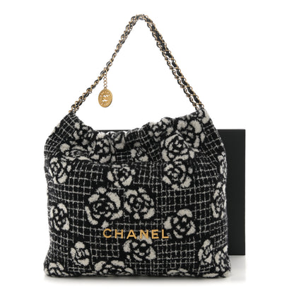 Chanel Cashmere Quilted Camellia Chanel 22 Black White 13 of 13