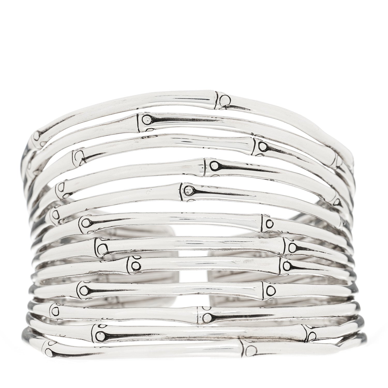 John Hardy Sterling Silver Wide Bamboo Lava Flex Cuff Bracelet 1 of 5