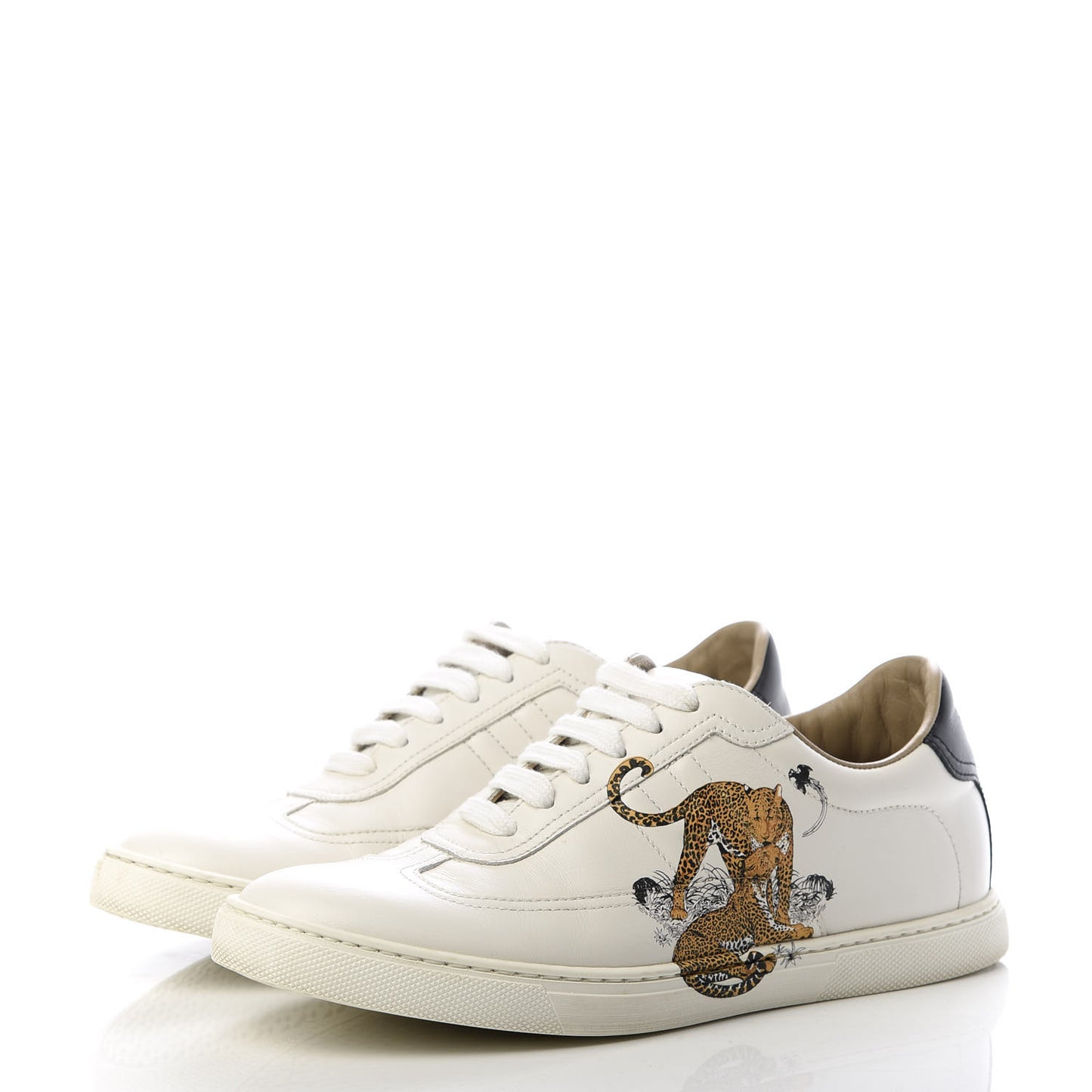 Calfskin Jungle Love Womens Quicker Sneakers 37.5 White Multicolor