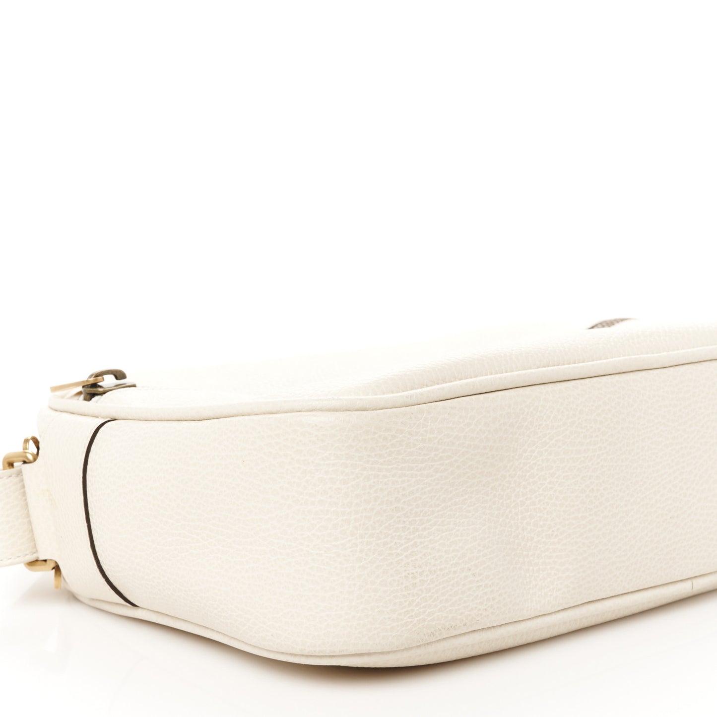 Pebbled Calfskin Logo Messenger Bag White