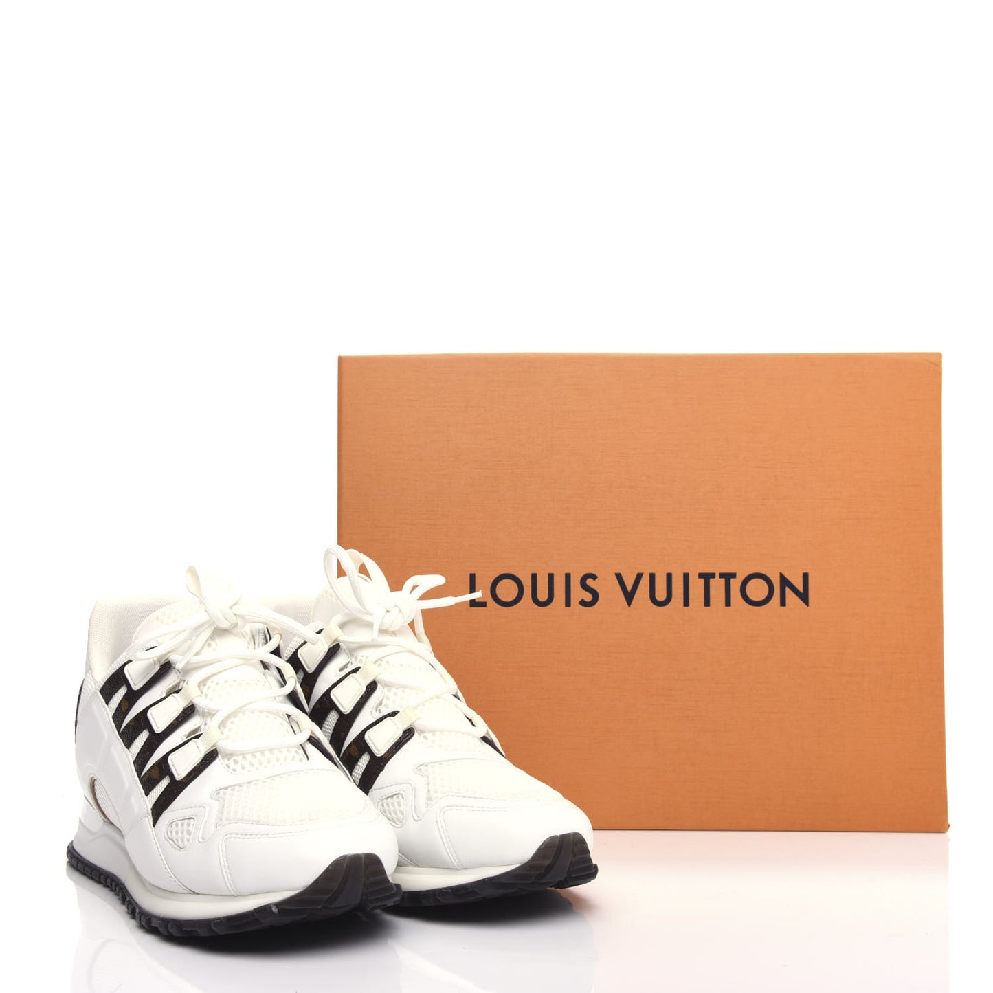 Calfskin Monogram Run Away Sneakers 39.5 White
