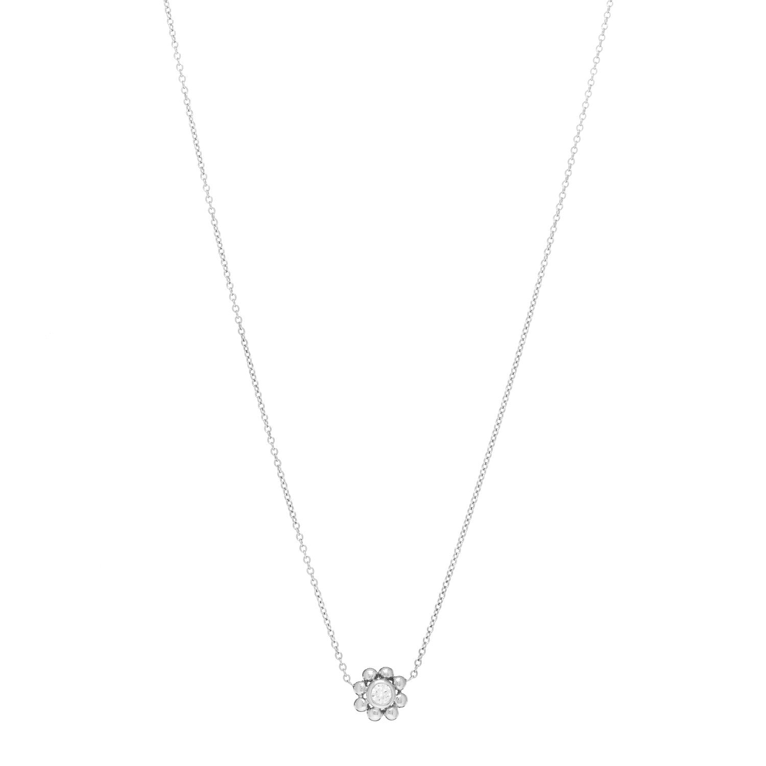 Tiffany 18K White Gold Diamond Paloma Picasso Jolie Flower Necklace 1 of 4