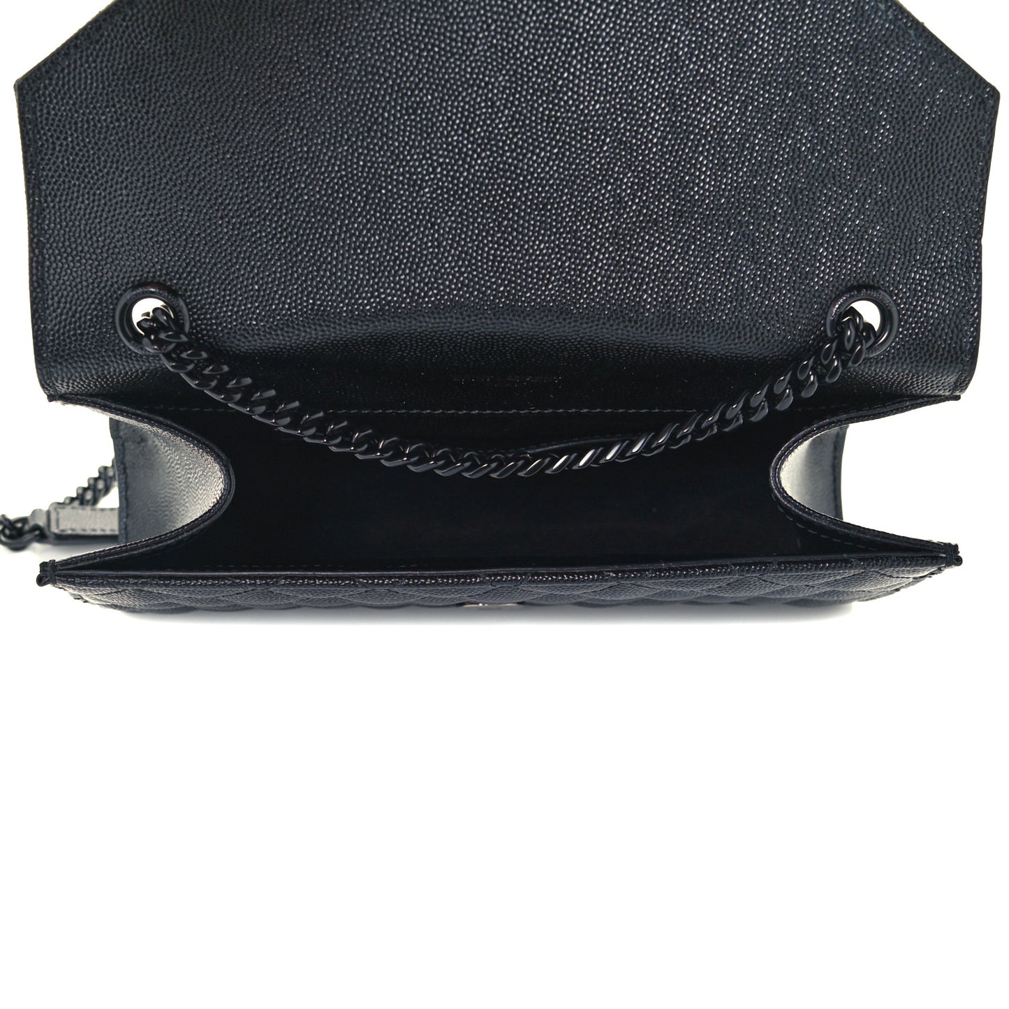 Grain De Poudre Textured Mixed Matelasse Triquilt Small Monogram Satchel Black